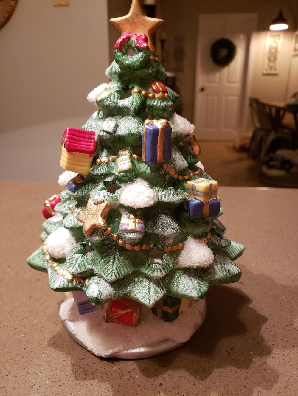 Vintage Ceramic Christmas Tree Votive Candleholder